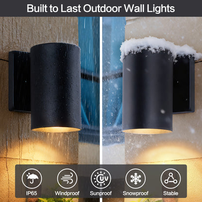 7" Black Cylinder Outdoor Wall Light, Set of 2 - view 7