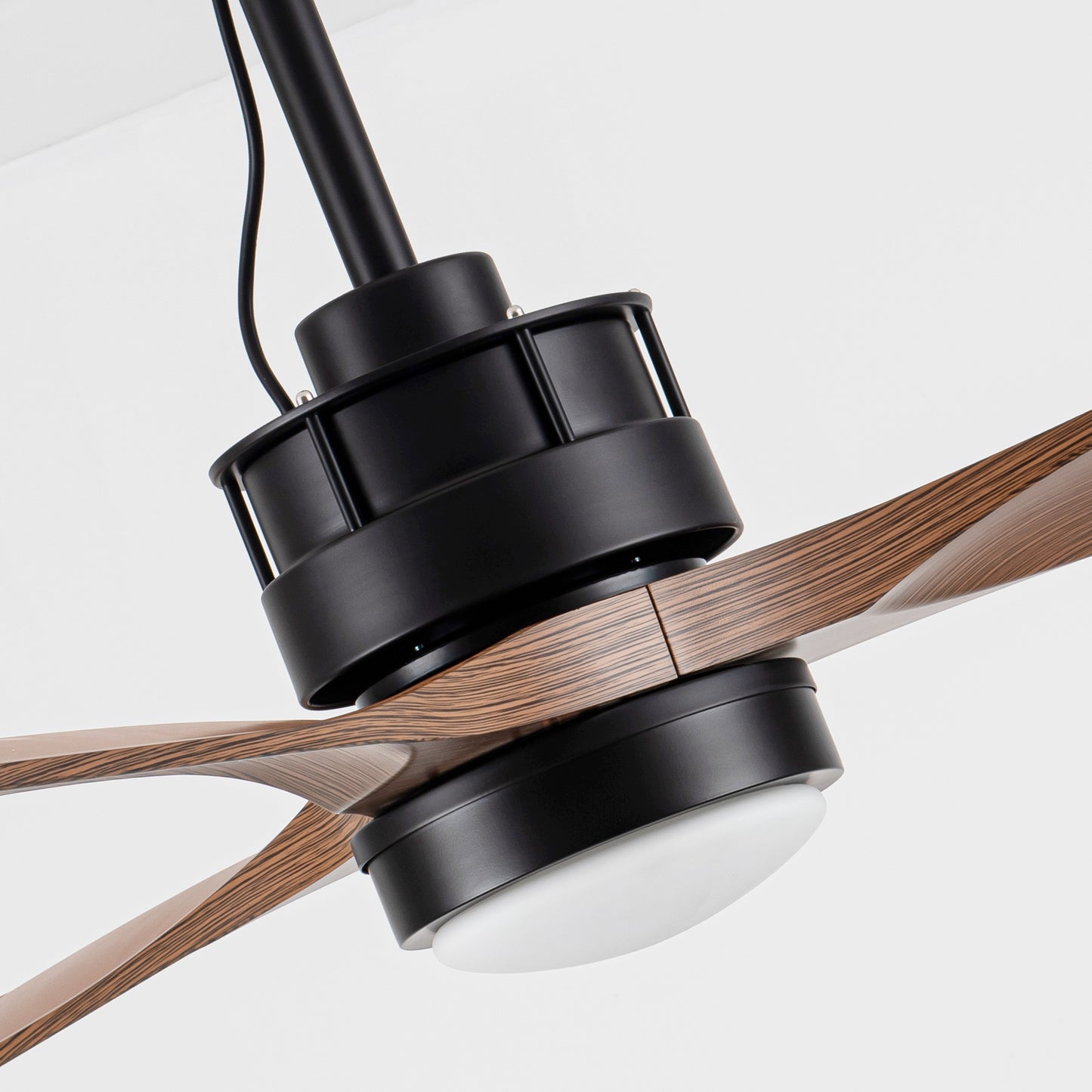 42" Matte Black & Wood Outdoor Ceiling Fan with LED Light - view 12