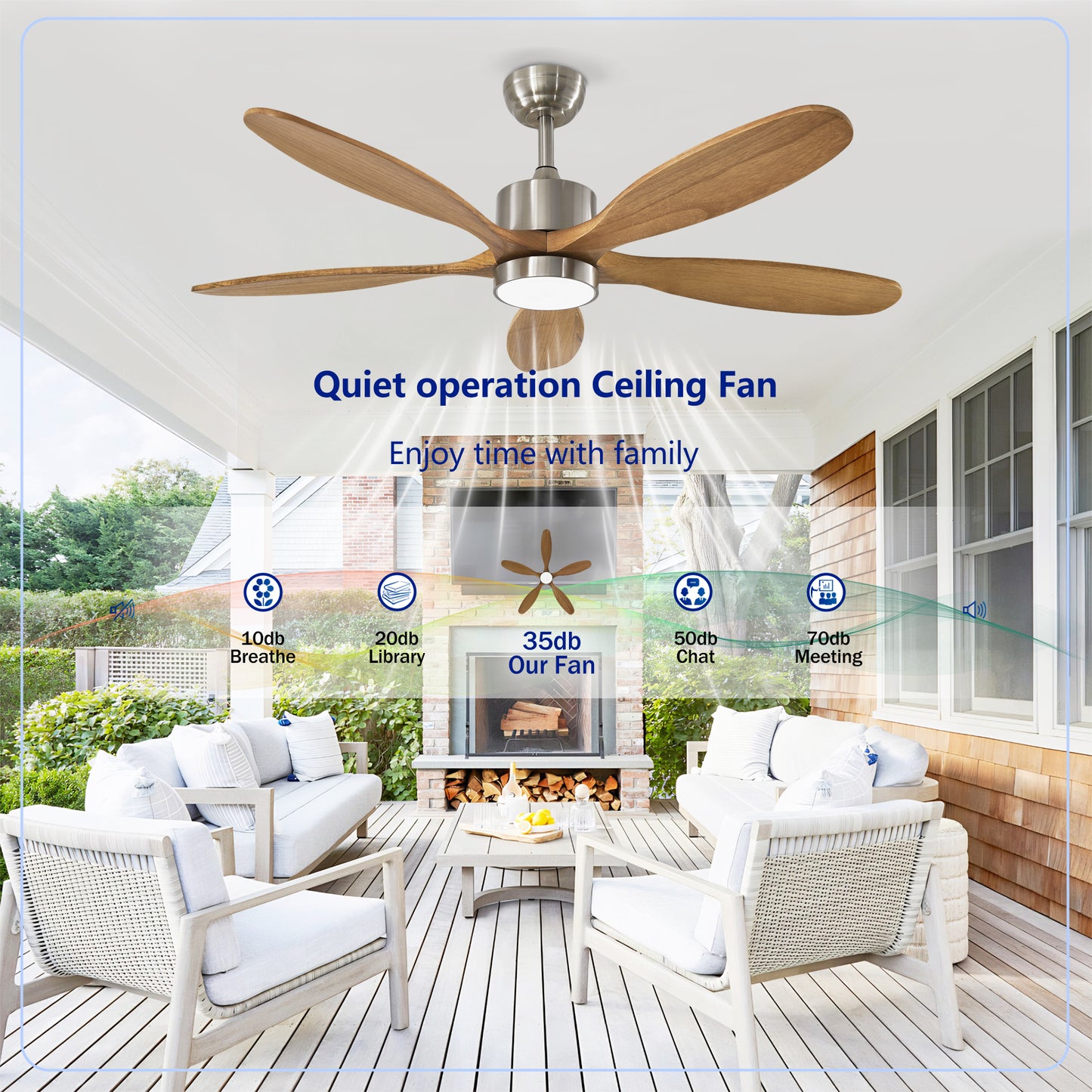 52" Nickel Reversible Ceiling Fan with Light - view 10