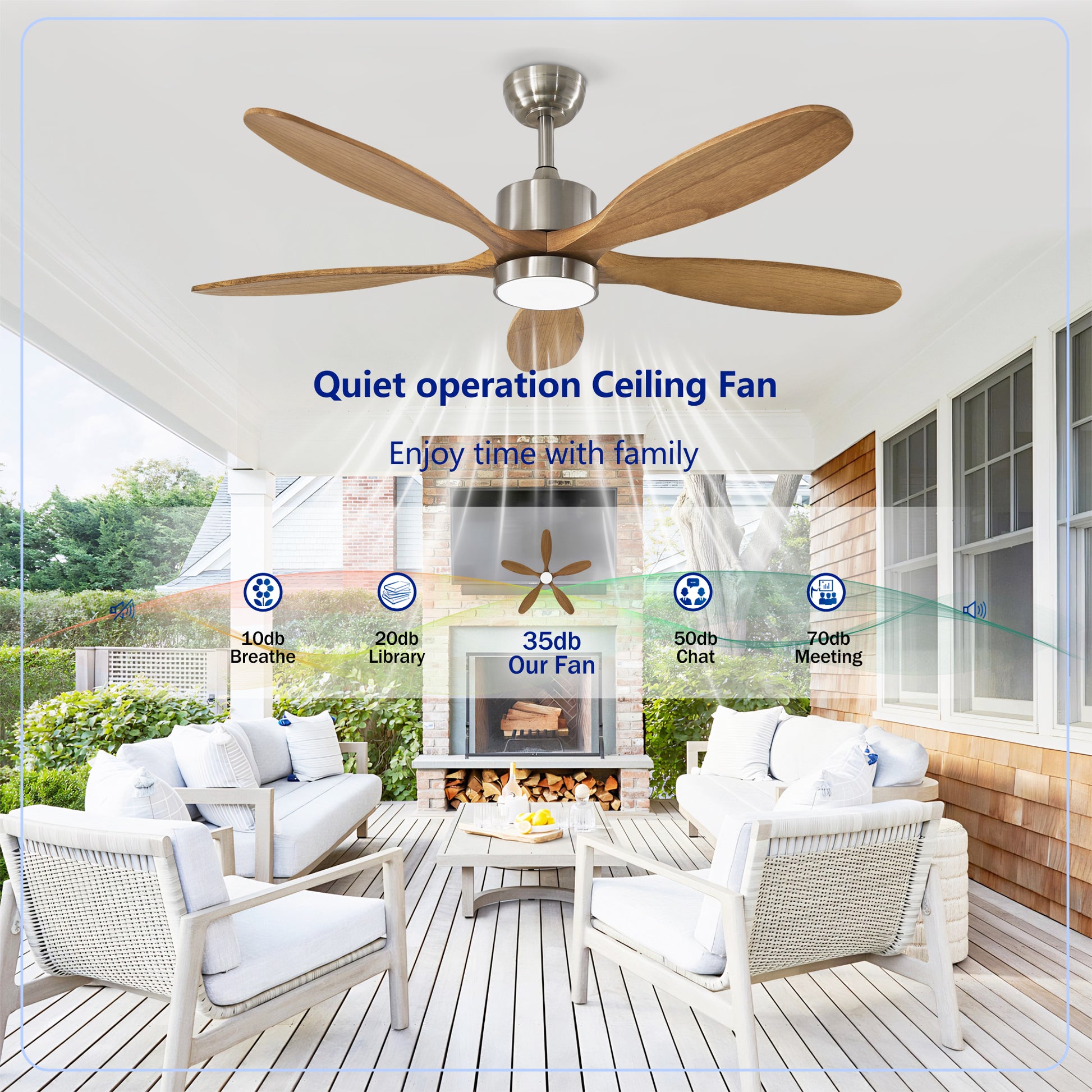 52" Nickel Reversible Ceiling Fan with Light - view 10