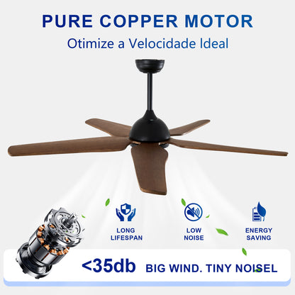 52" Black Brown Reversible Ceiling Fan with Light - view 12
