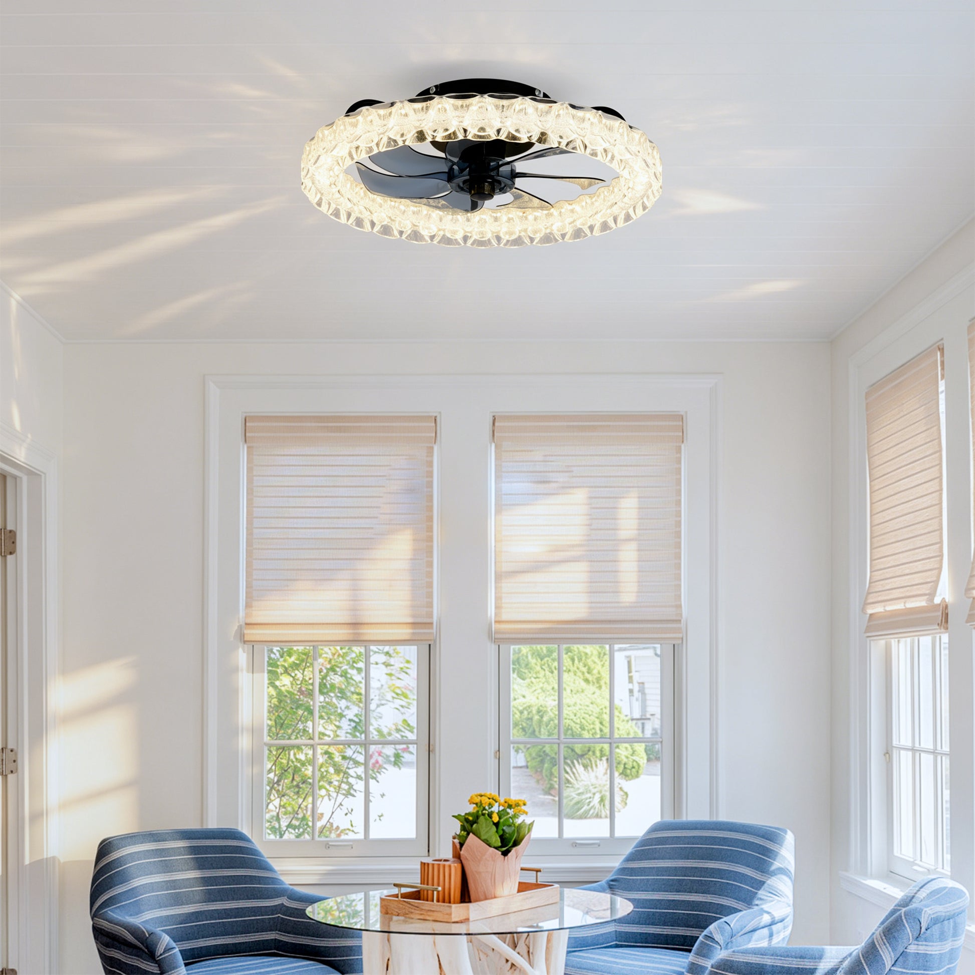 Matte Black Galaxy Ceiling Fan with Dimmable LED - view 3