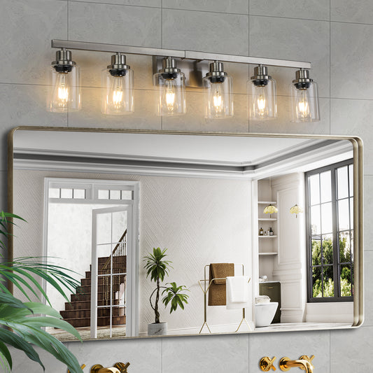 37" 6-Light Brushed Nickel Vanity Light with Clear Glass - view 2