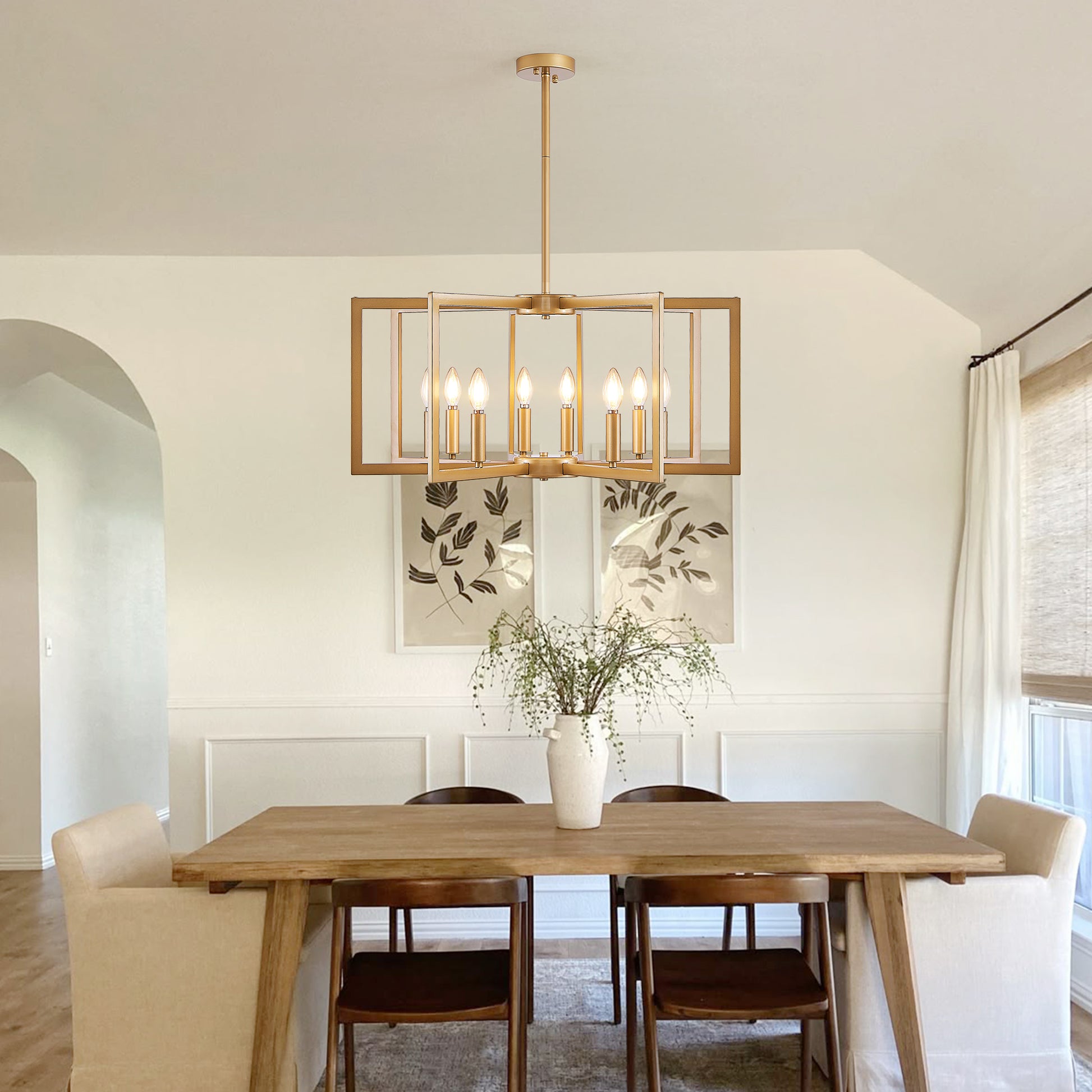 27" 8-Light Gold Geometric Chandelier - view 4