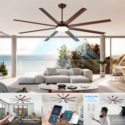 88" Coffee Industrial Ceiling Fan with Light & Remote - view 8