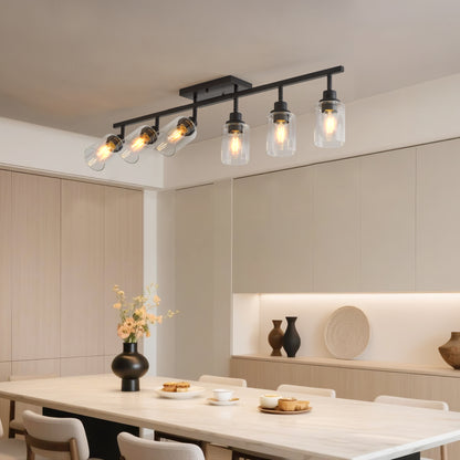 6-Light Black Track Lighting Kit with Glass Shades - view 2