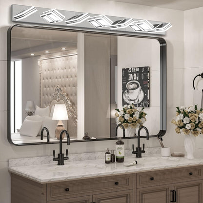 45" 7-Light Chrome LED Vanity Light with Acrylic Shades