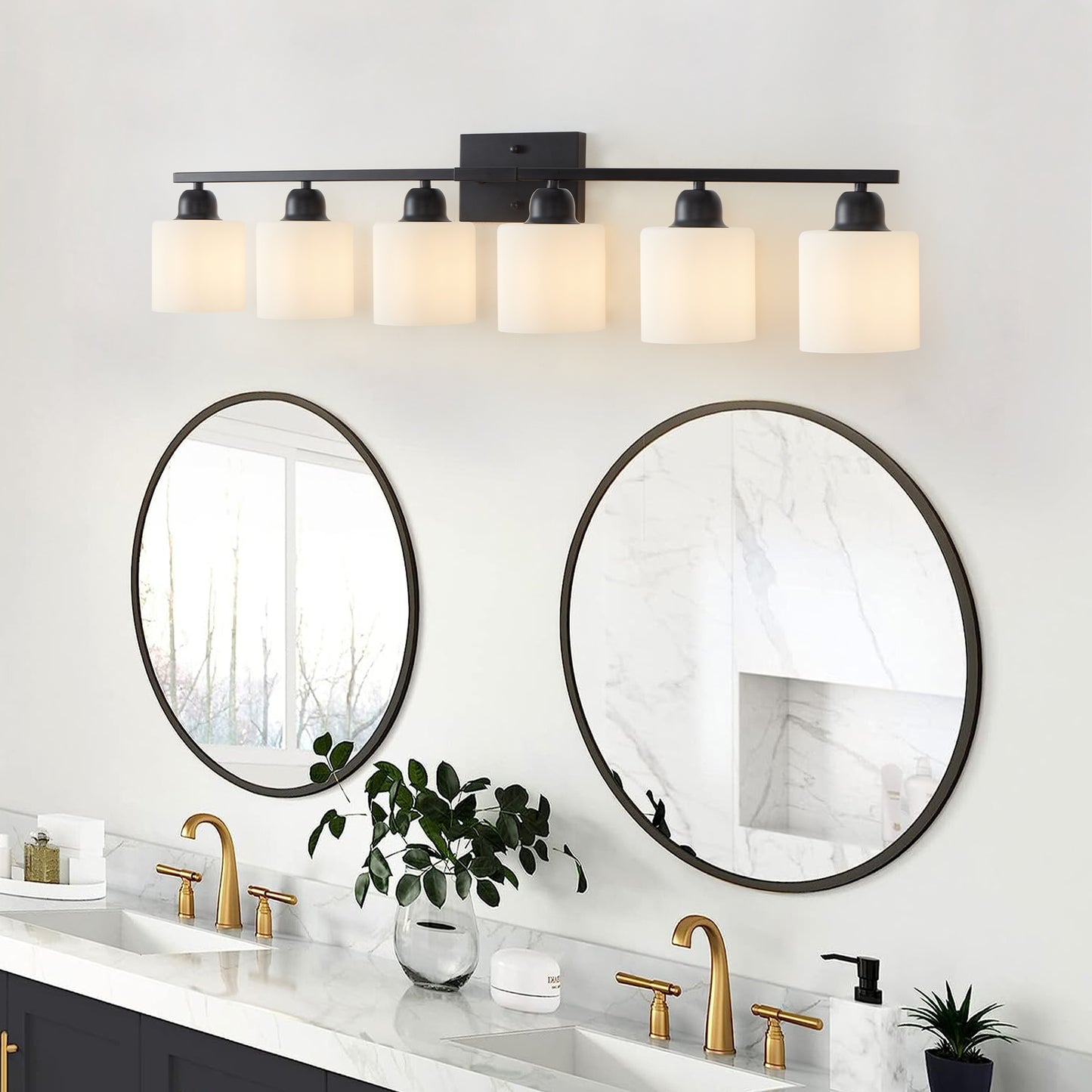 38" 6-Light Matte Black Vanity Light - view 3