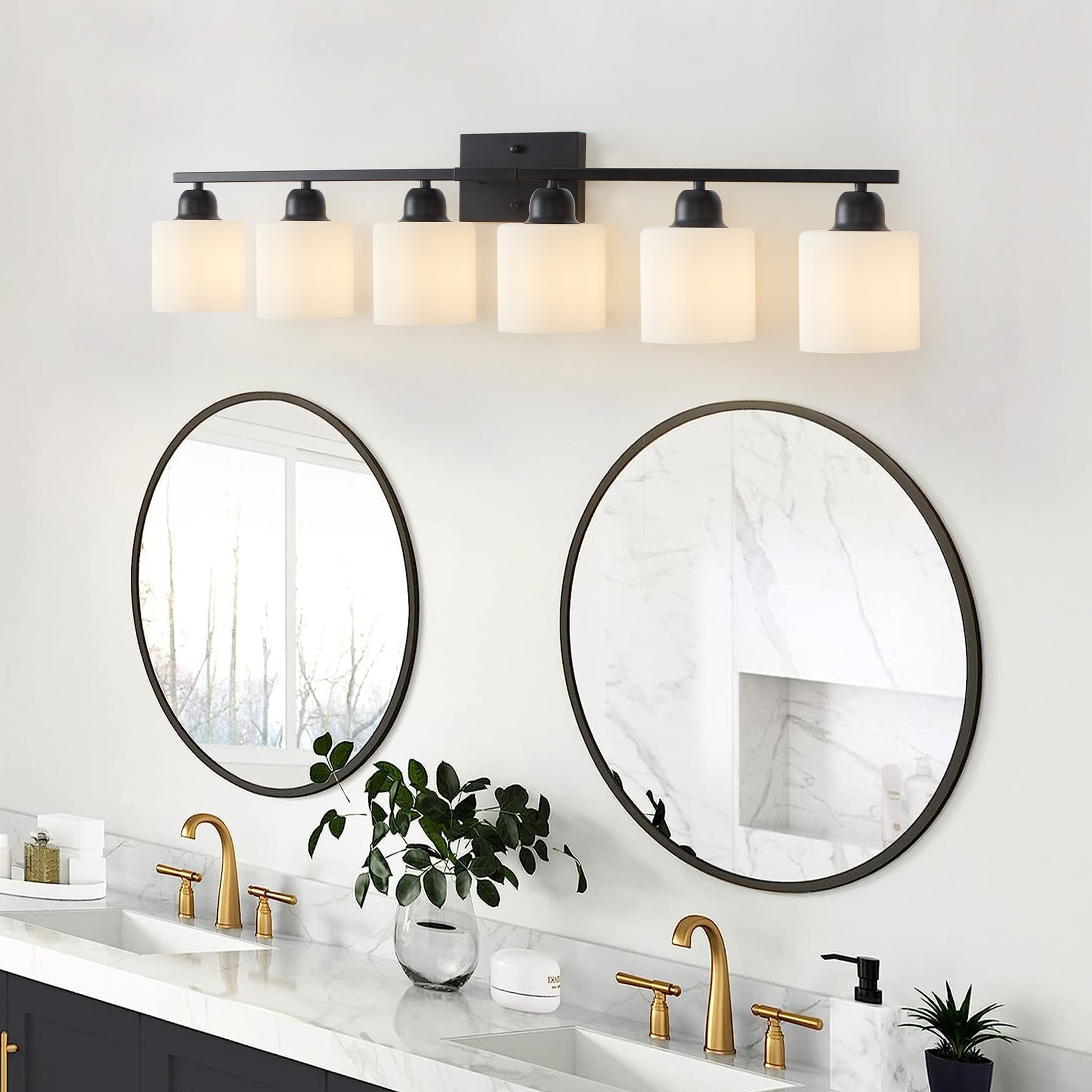 38" 6-Light Matte Black Vanity Light - view 3