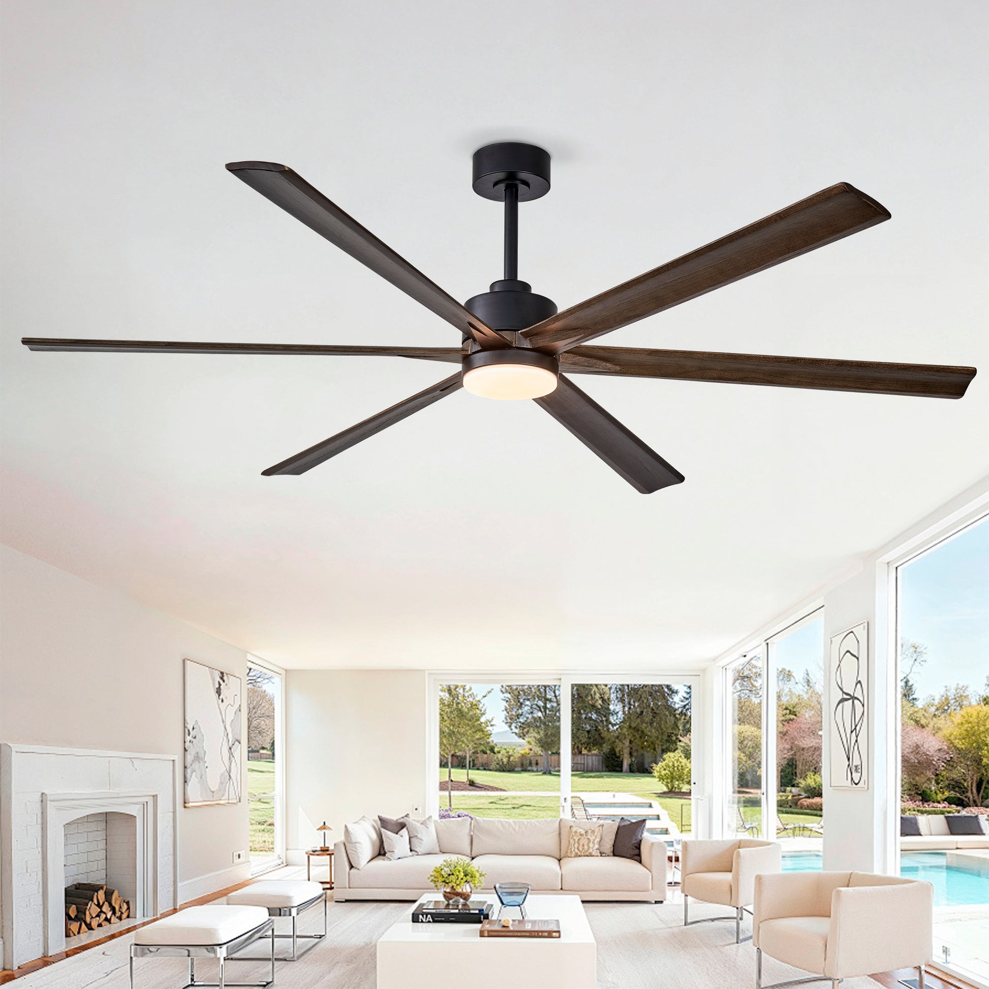 70" Matte Black Ceiling Fan with Light - view 2