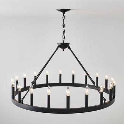 39.4" 20-Light Wagon Wheel Farmhouse Chandelier - view 15