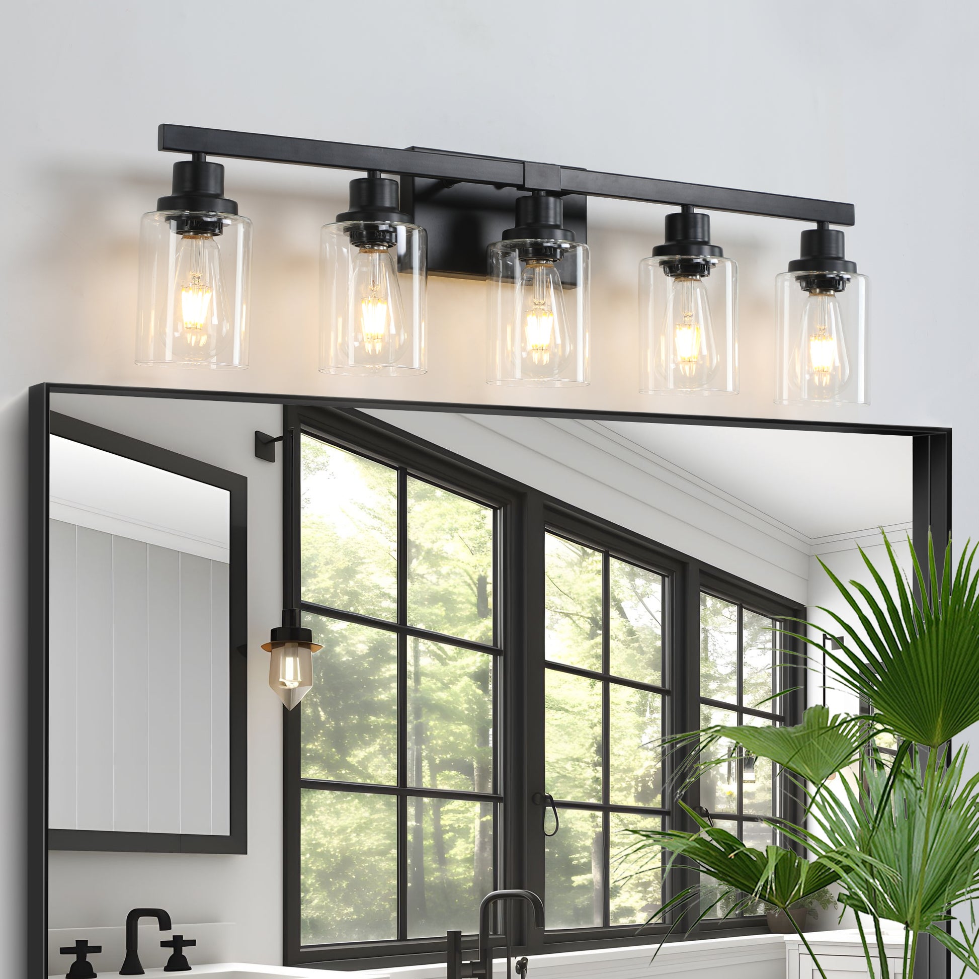 31" 5-Light Black Industrial Vanity Wall Light - view 3