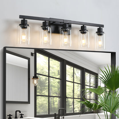 31" 5-Light Black Industrial Vanity Wall Light - view 3