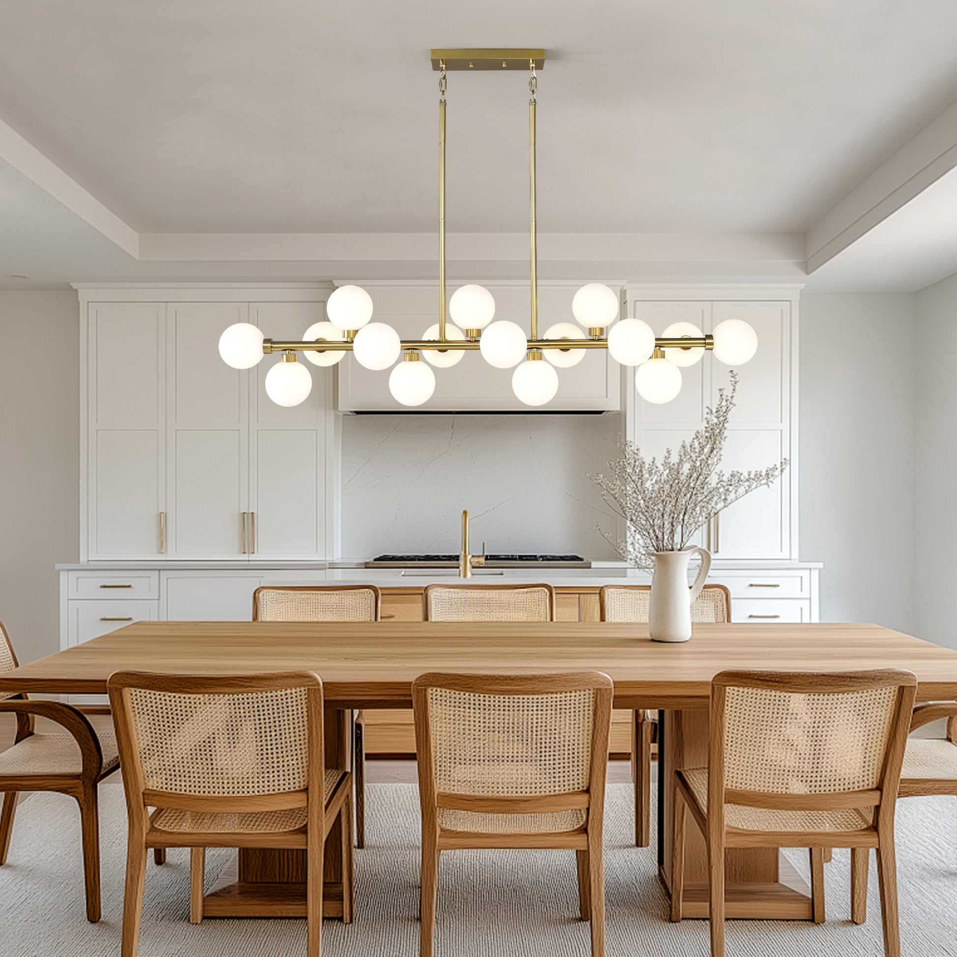 16-Light Gold and Opal Farmhouse Pendant Light - view 5