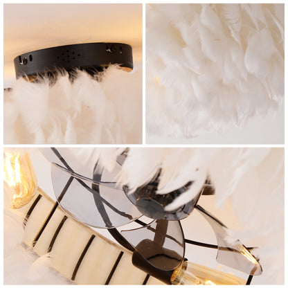 20" White Feather Caged Ceiling Fan with Remote - view 17