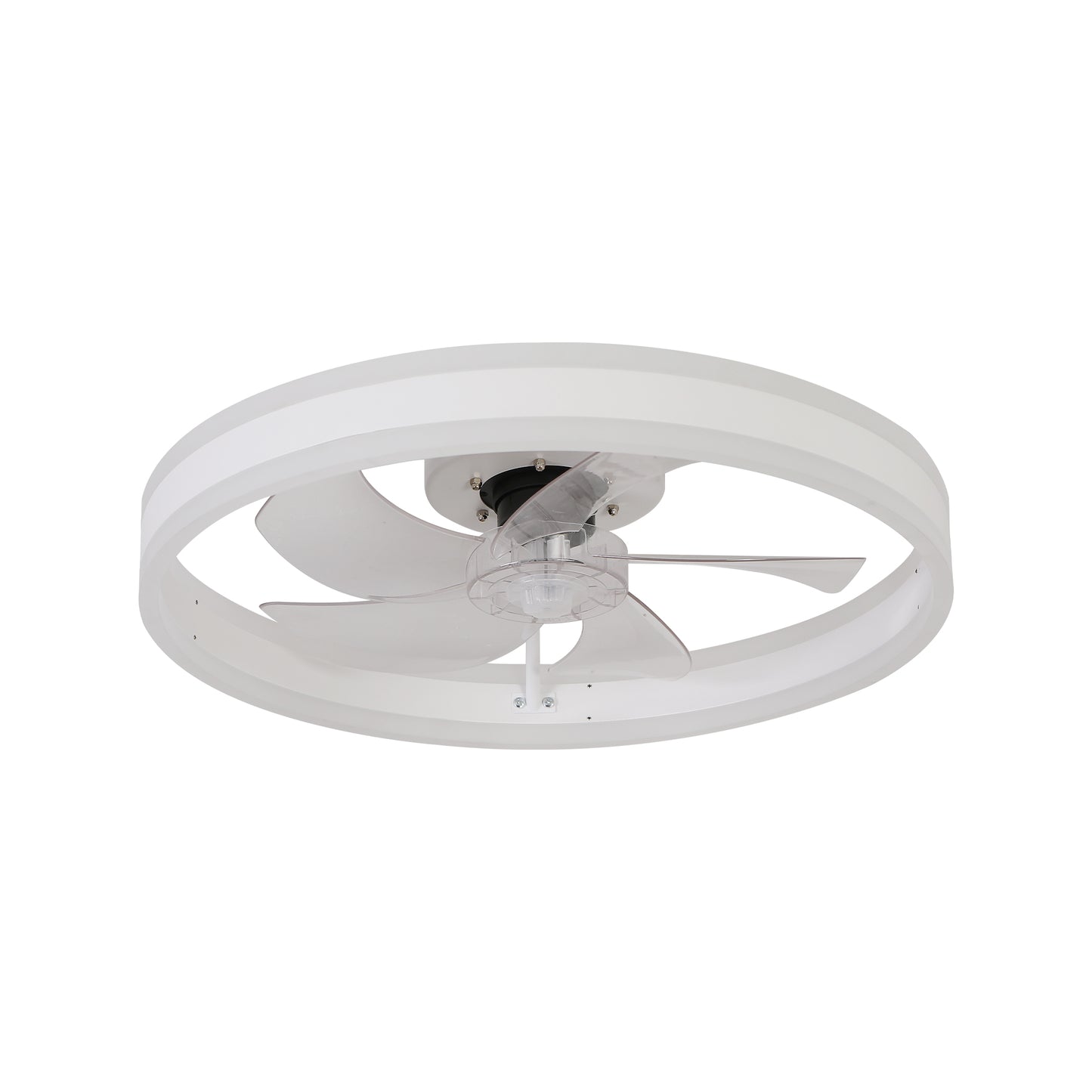 20" White Flush Mount Ceiling Fan with Dimmable LED & Remote - view 10