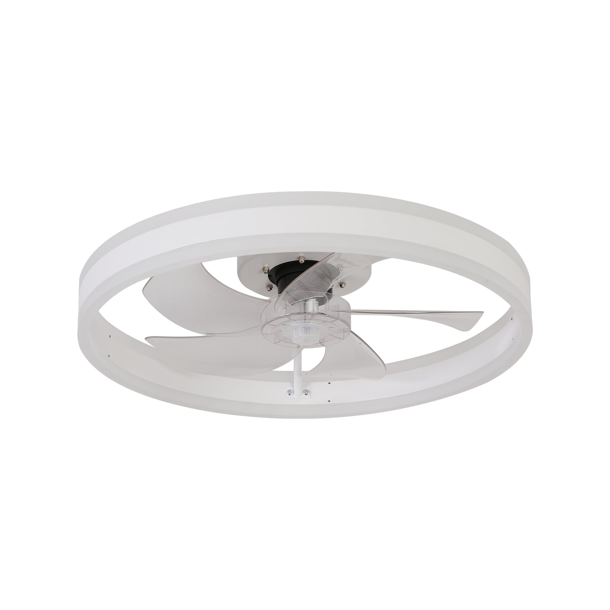 20" White Flush Mount Ceiling Fan with Dimmable LED & Remote - view 10
