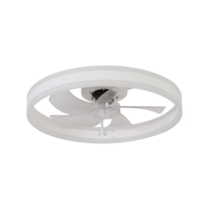 20" White Flush Mount Ceiling Fan with Dimmable LED & Remote - view 10