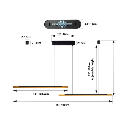 75" Black & Gold Dual Tube LED Pendant Light - view 10