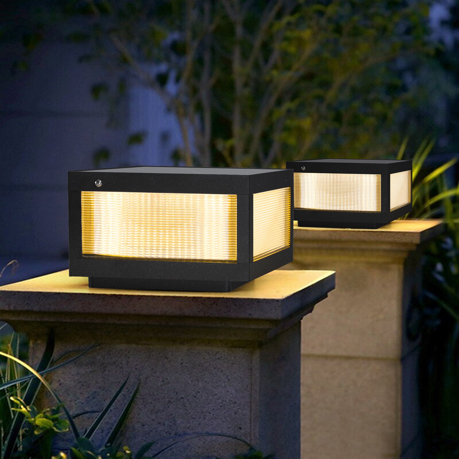 12" Black Solar LED Outdoor Post Cap Light - view 10