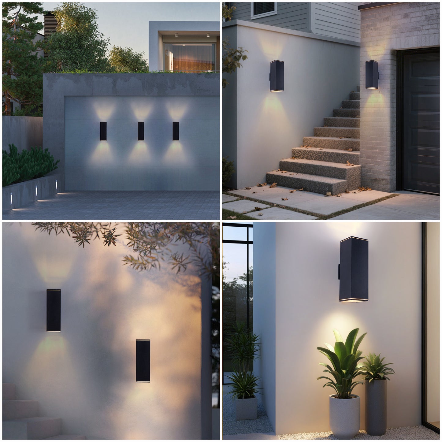 18" Matte Black Outdoor Wall Light, Set of 2 - view 7