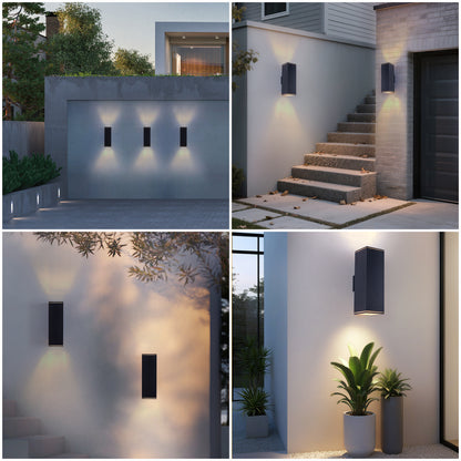 18" Matte Black Outdoor Wall Light, Set of 2 - view 7