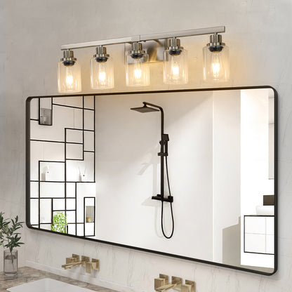 31" 5-Light Brushed Nickel Vanity Light with Clear Glass - view 4