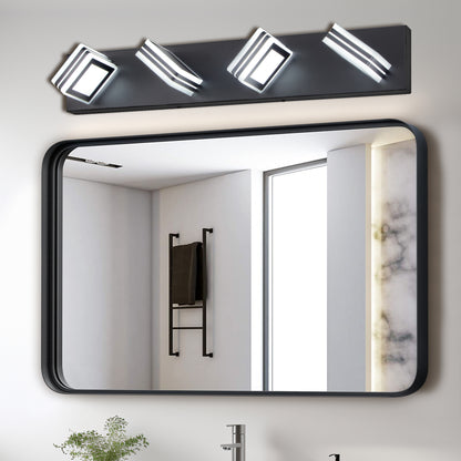 26" 4-Light Black LED Vanity Light with Acrylic Shades
