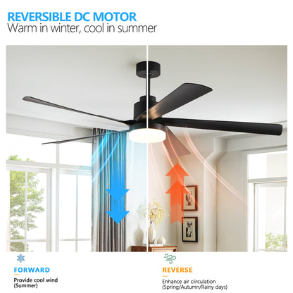 65" Black 5-Blade Ceiling Fan with Dimmable LED - view 5
