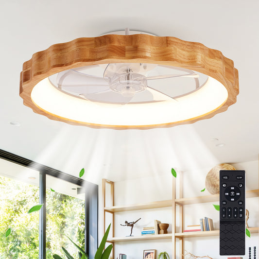 20" Plum Blossom Flush Mount Ceiling Fan with Dimmable LED - view 2