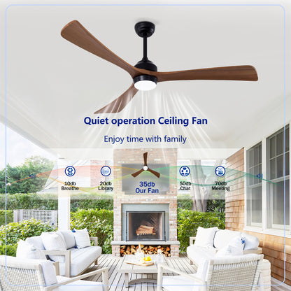 62" Matte Black 3-Blade Solid Wood Ceiling Fan with Remote - view 13
