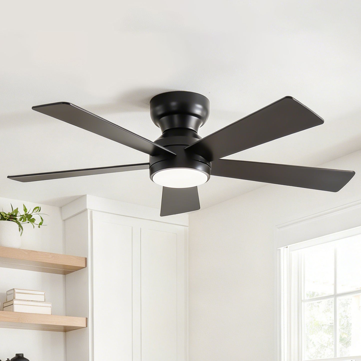 46" Matte Black Plywood Blade Ceiling Fan with Remote - view 2