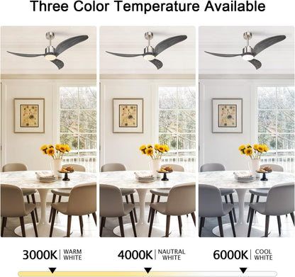 52" Nickel & Wood Ceiling Fan with Remote - view 14