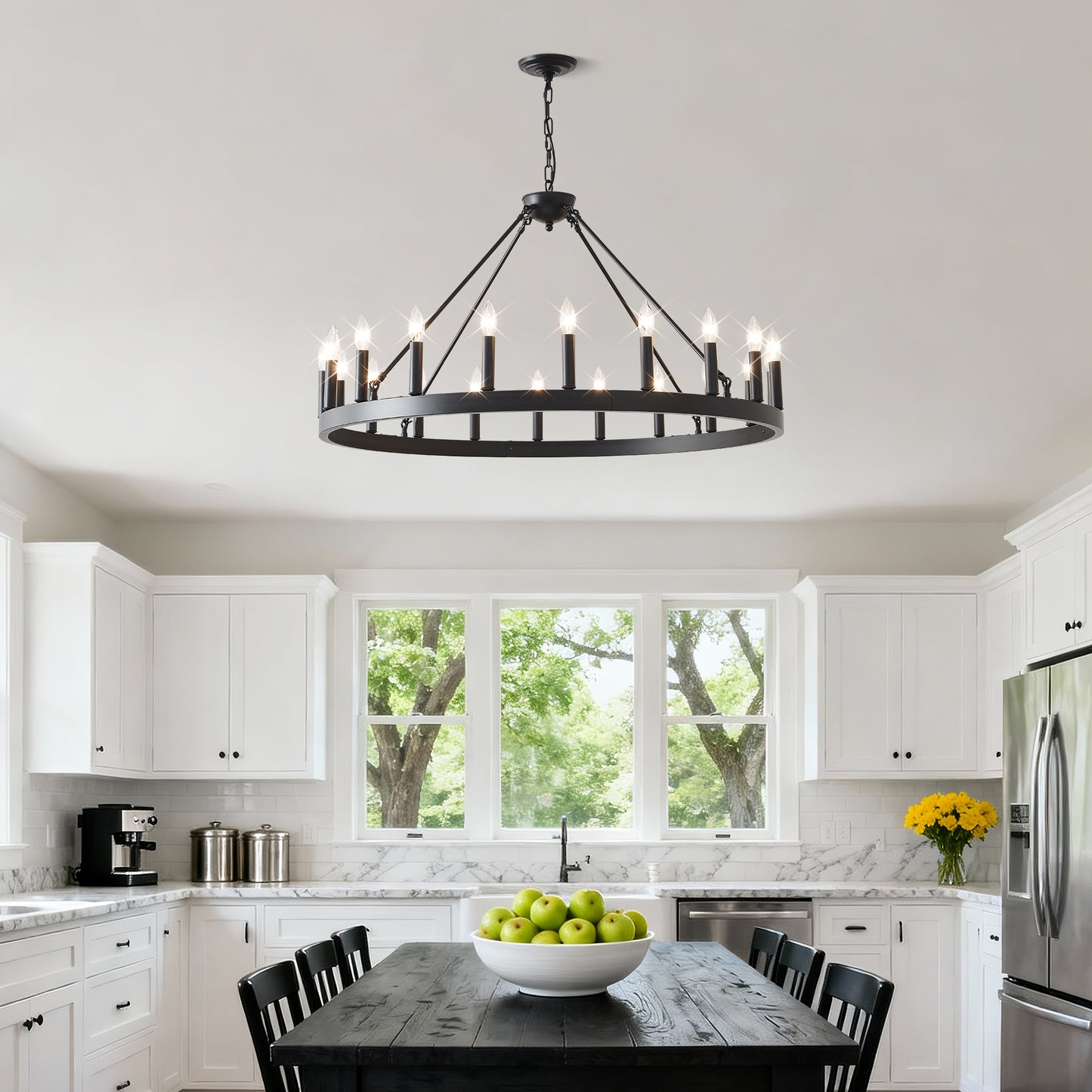 39.4" 20-Light Wagon Wheel Farmhouse Chandelier - view 6