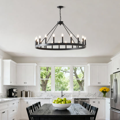39.4" 20-Light Wagon Wheel Farmhouse Chandelier - view 6