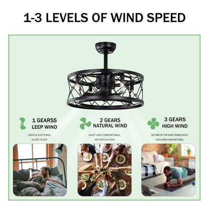 20" Matte Black Modern Enclosed Ceiling Fan - view 9