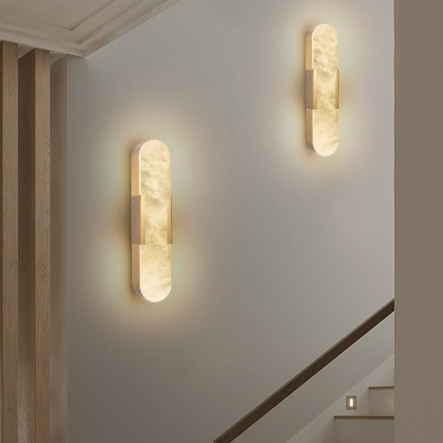 19.7" Gold Natural Marble Wall Light, Set of 2 - view 3