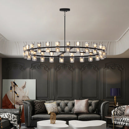 48" Modern Black Crystal LED Chandelier
