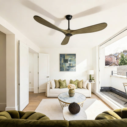 72" Ash Brown Solid Wood Ceiling Fan with Remote - view 5