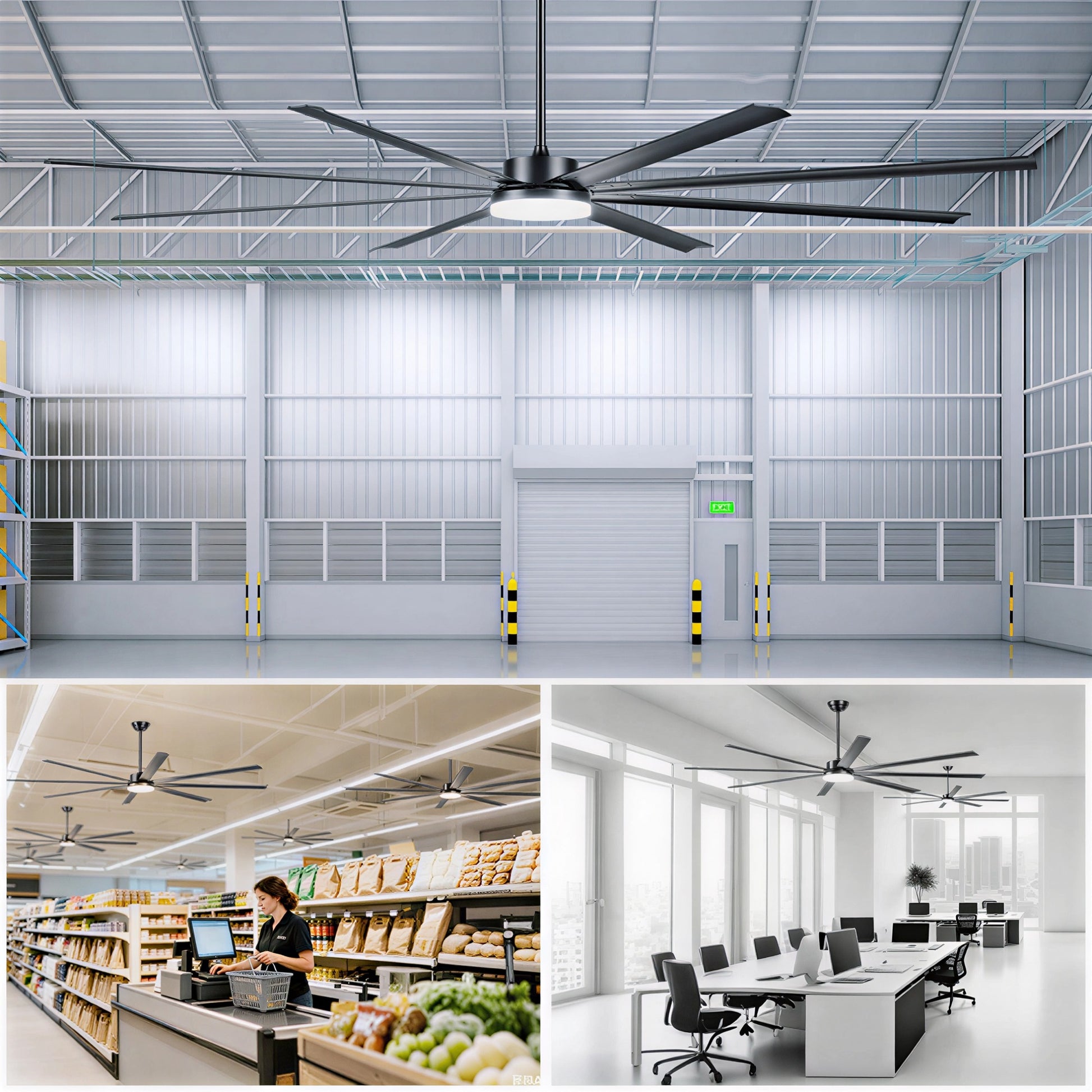96" Black Industrial Ceiling Fan with Remote - view 4