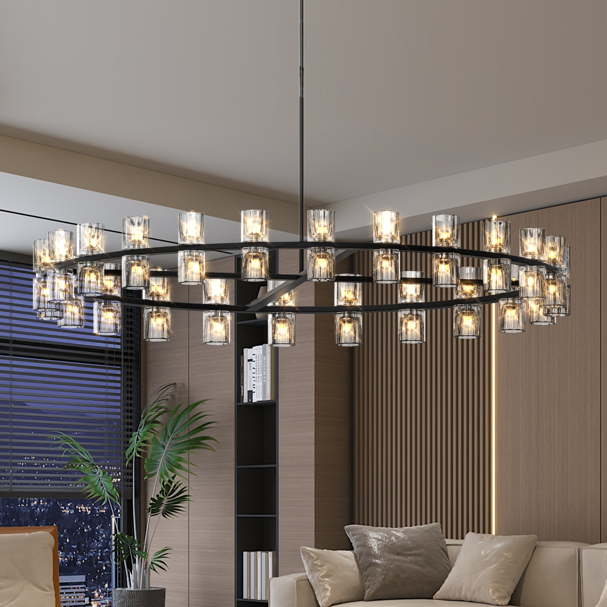48" Modern Black Crystal LED Chandelier - view 2