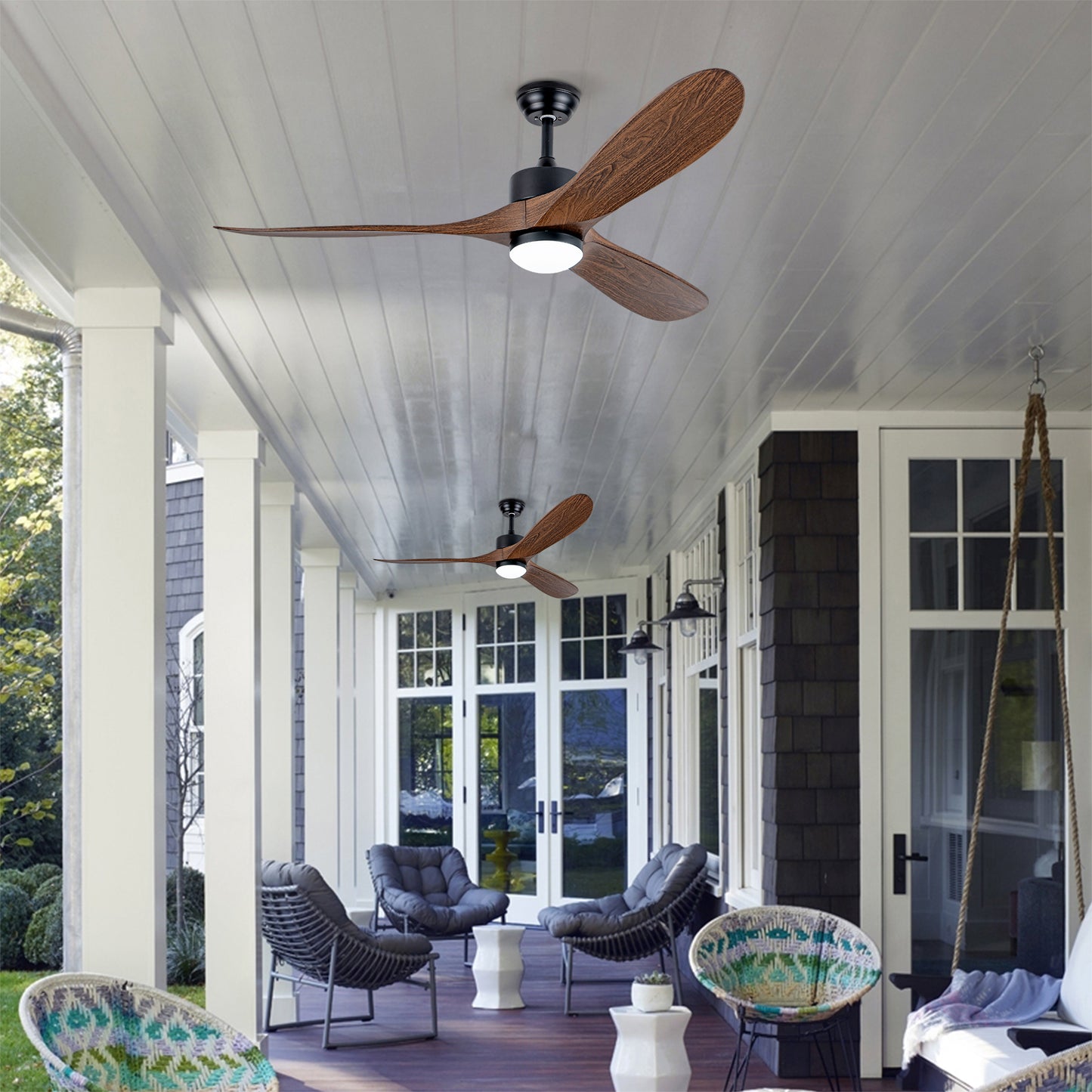 60" Matte Black Ceiling Fan with LED Light - view 6