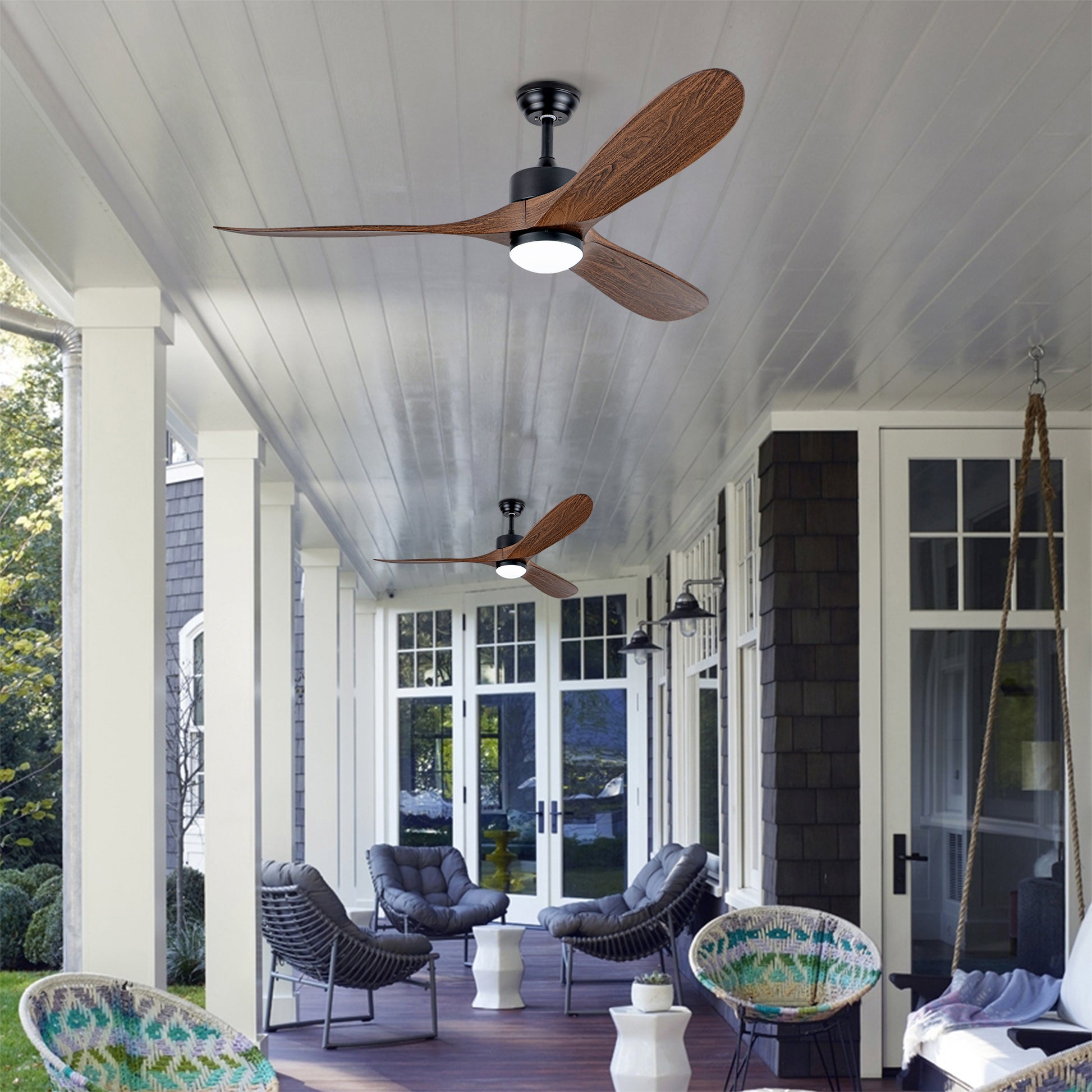 60" Matte Black Ceiling Fan with LED Light - view 6