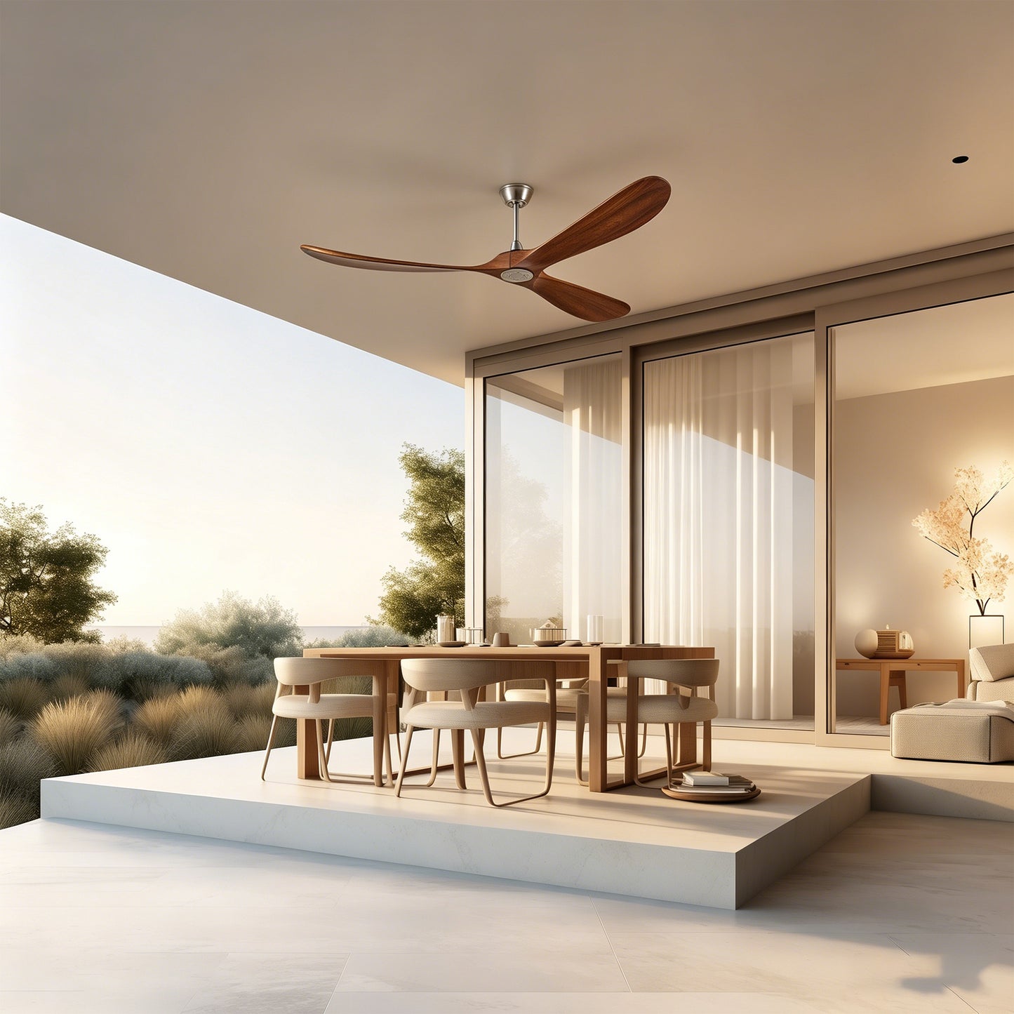 88" Nickel Solid Wood Ceiling Fan with Remote - view 9
