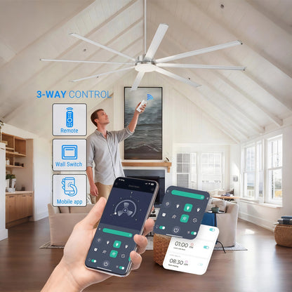 96" Silver Industrial Ceiling Fan with Light & Remote - view 7