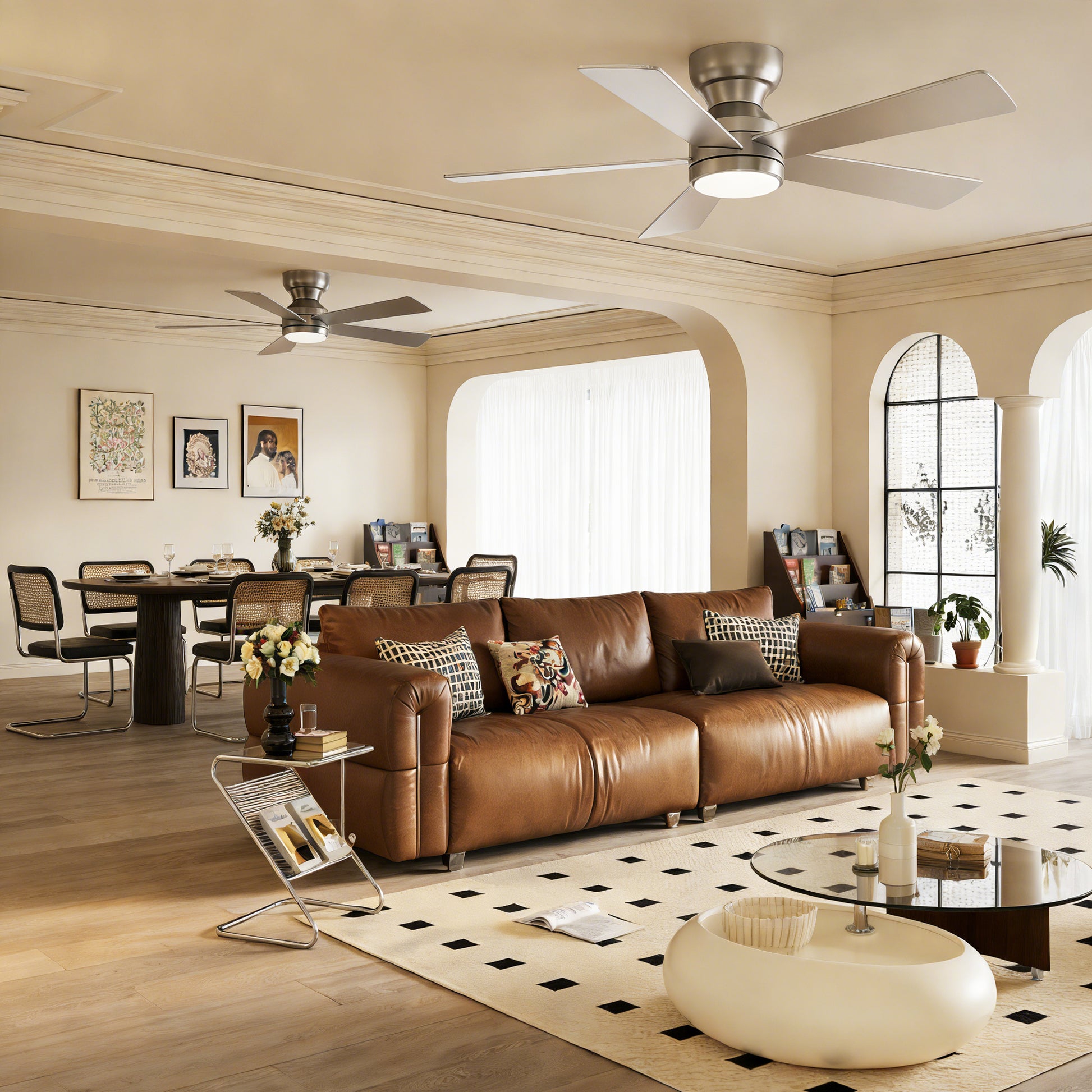 46" Silver 5-Blade Ceiling Fan with LED Light & Remote - view 8