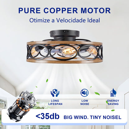 19" Matte Black Caged Ceiling Fan with Remote - view 10