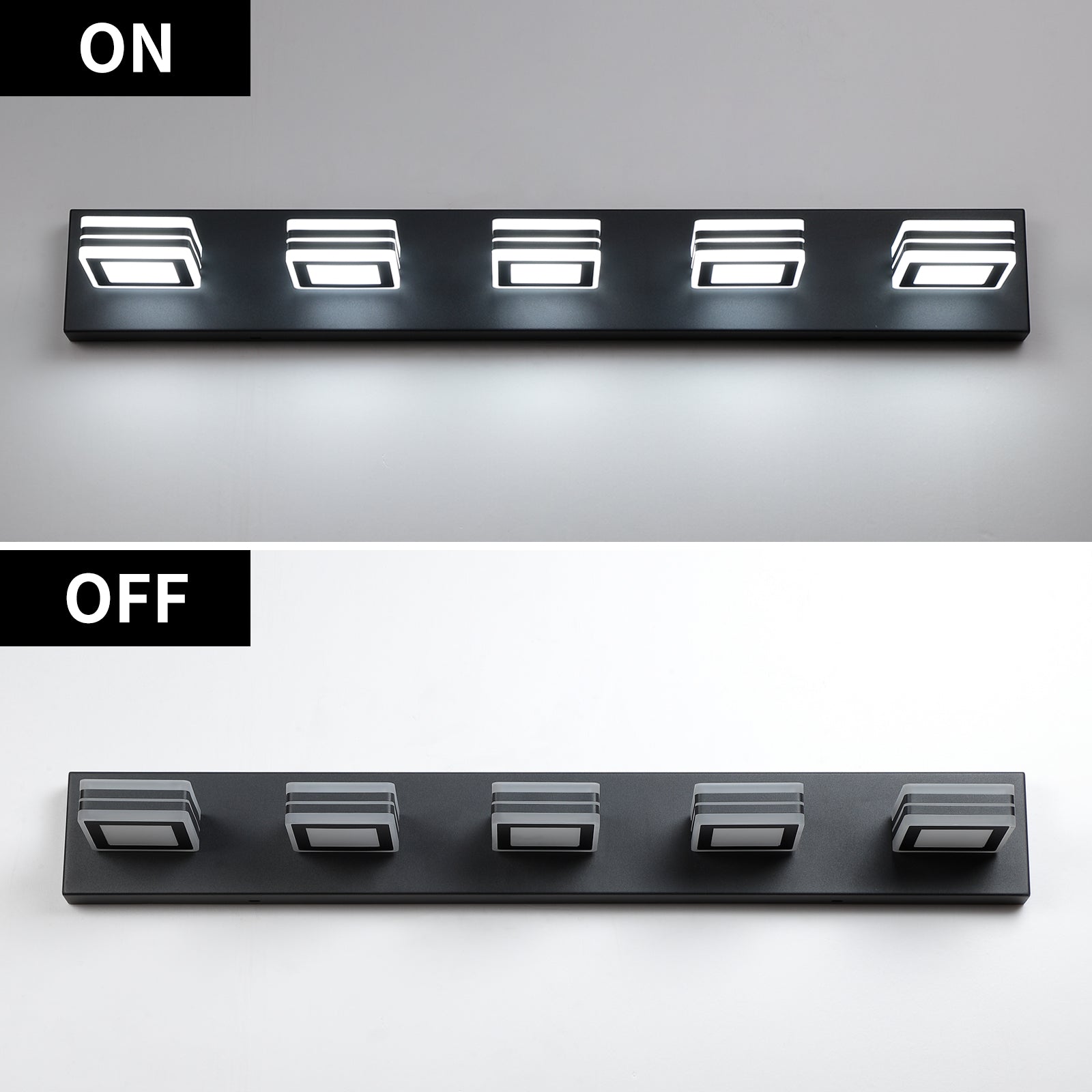 32" 5-Light Black LED Vanity Light with Acrylic Shades - view 8