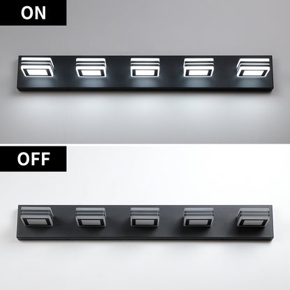 32" 5-Light Black LED Vanity Light with Acrylic Shades - view 8