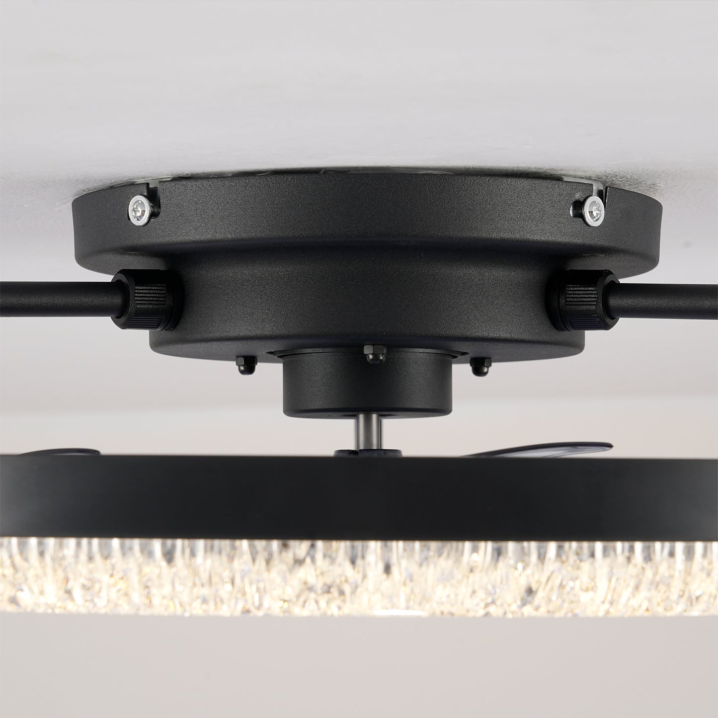 20" Matte Black Flush Mount Ceiling Fan with Dimmable LED - view 18